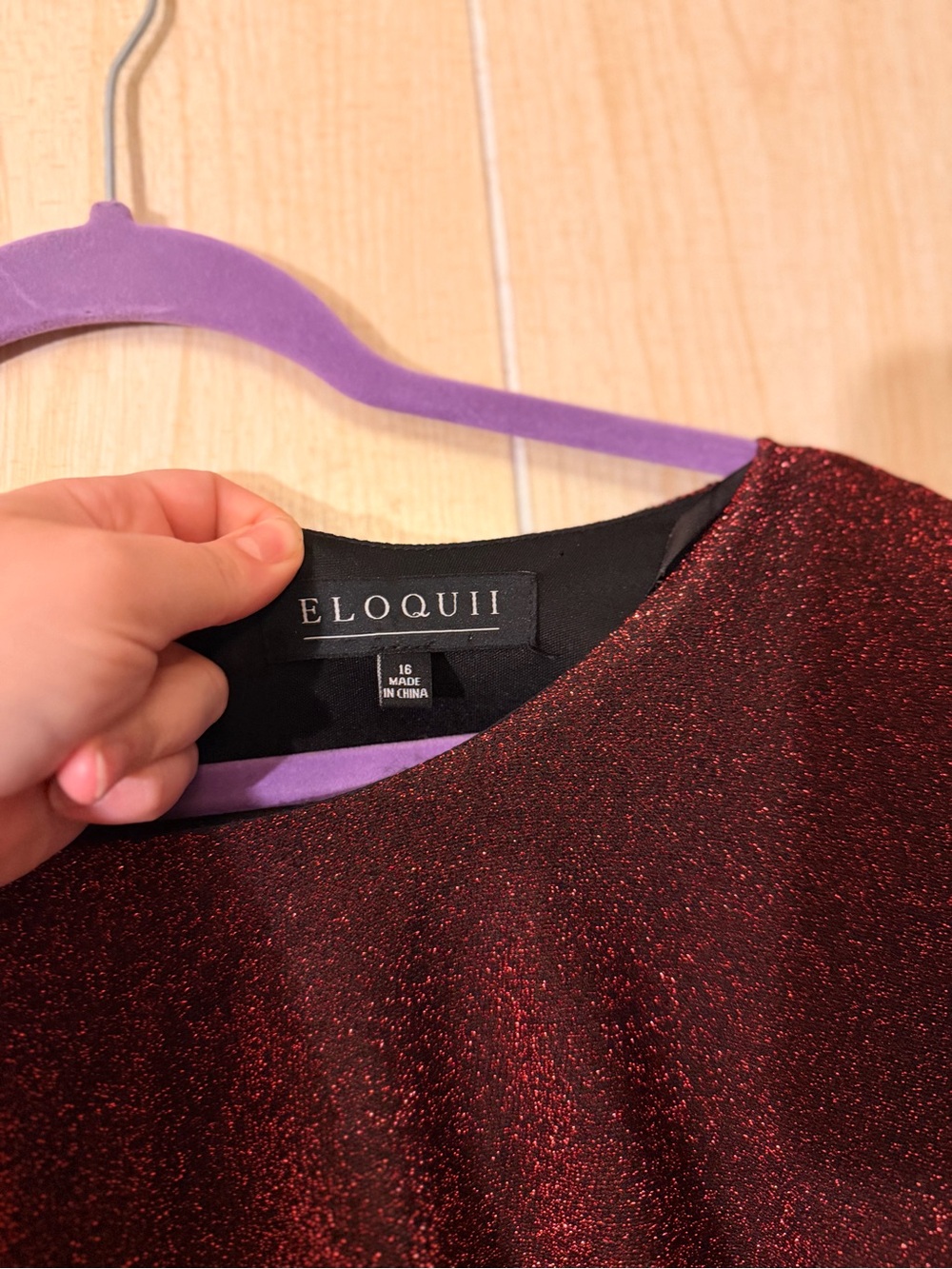 Eloquii Burgundy Sparkle High-Low Midi Dress - Picture 4 of 4